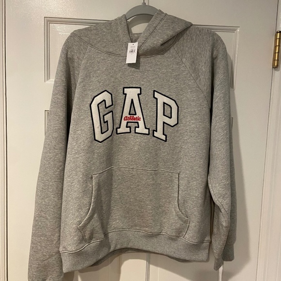 GAP Athletic Hoodie Sweatshirt Gray Size Large NWT - Picture 1 of 8